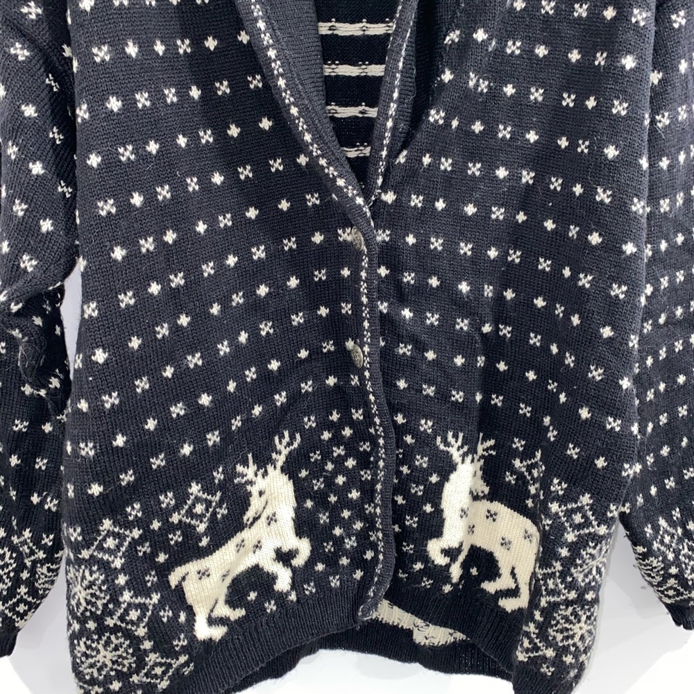 Pendleton Reindeers Virgin Wool Cardigan - Size Medium - Picture 3 of 5